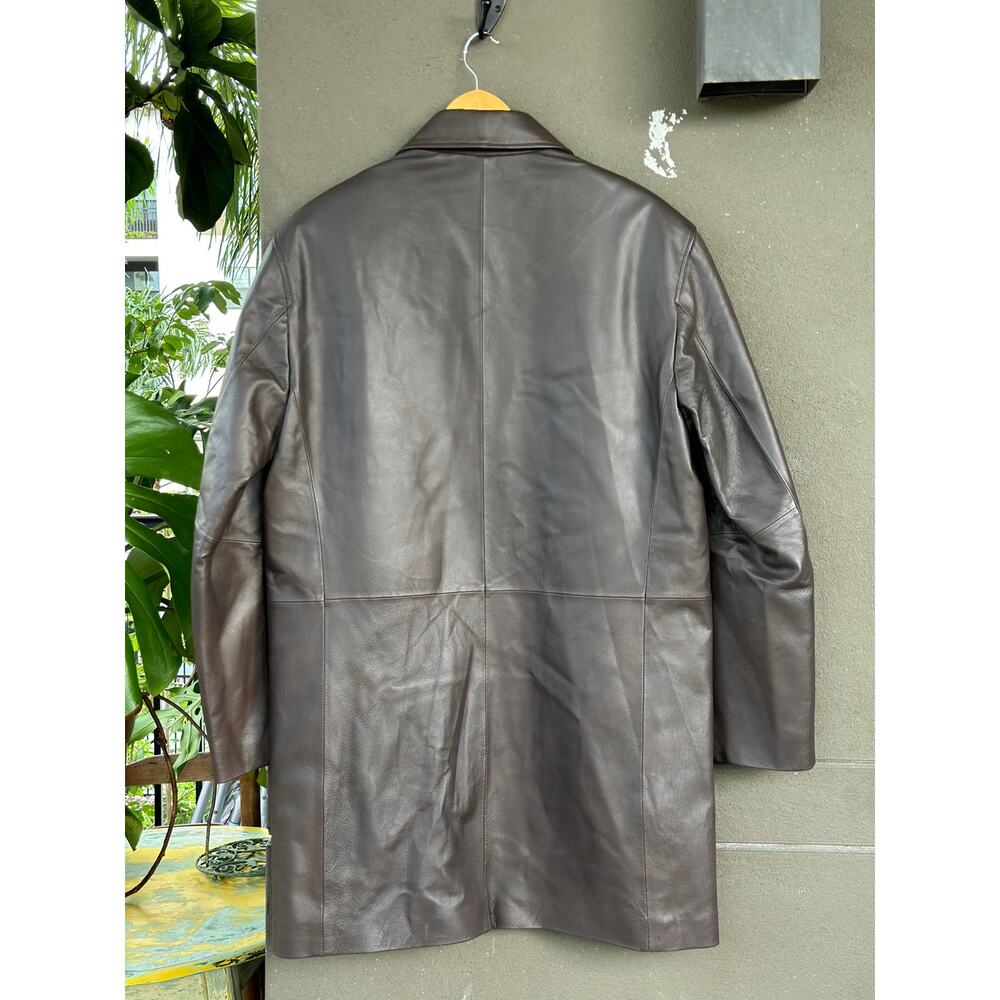 $600 BGSD Men’s Medium Brown Peter Three-Quarter Lambskin Leather Car Coat - Picture 5 of 12